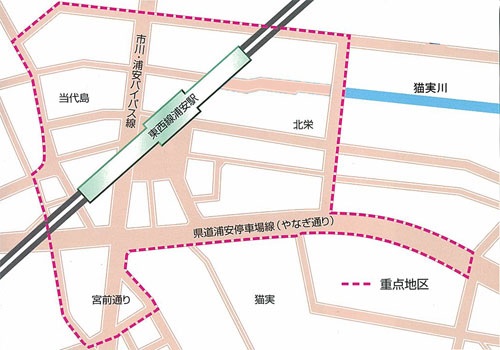 浦安駅周辺の重点地区図