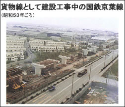 貨物線として建設工事中の国鉄京葉線の写真