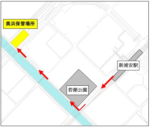 画像：美浜保管場所を示す地図。住所は上記のとおり