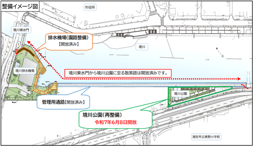 画像：東野地区一帯の整備イメージ図。境川公園を令和7年6月2日に解放。