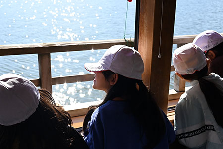 写真:船から景色を見る様子