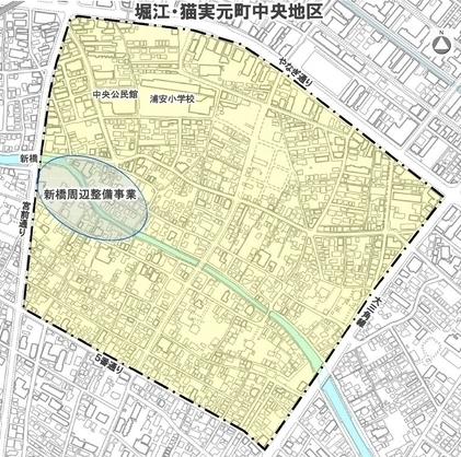 画像：堀江・猫実元町中央地区の地図
