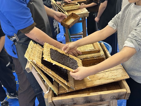 木枠に海苔を流して型取りした様子