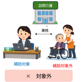 事務職と介護職を兼務しているイラスト