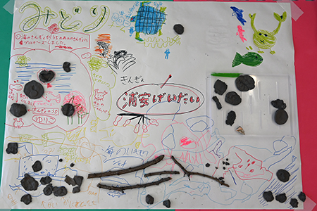 写真:金魚の痕跡について書いた模造紙