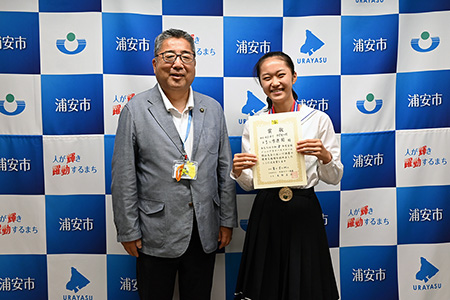 写真：市原選手と市長