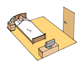イラスト:寝室や子ども、高齢者、病人のいる部屋には倒れそうな家具を置かない