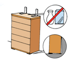 イラスト:家具の転倒や落下を防止する対策をとる