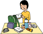 イラスト:非常持出品の準備