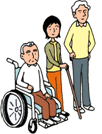 イラスト:災害時要援護者の身になって防災環境の点検を