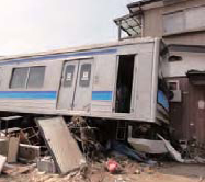 写真:被災した電車